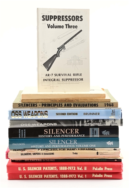 LOT OF 14: FIREARMS SILENCER REFERENCE BOOKS.