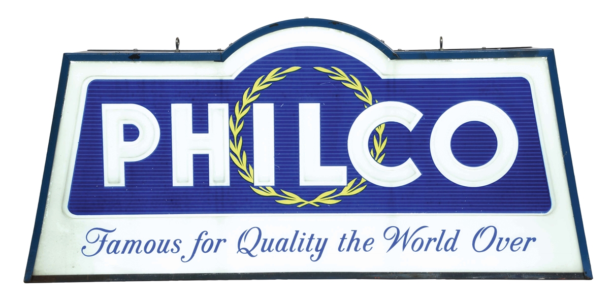 PHILCO RADIO PLASTIC LIGHT-UP W/ EMBOSSED LETTERING.