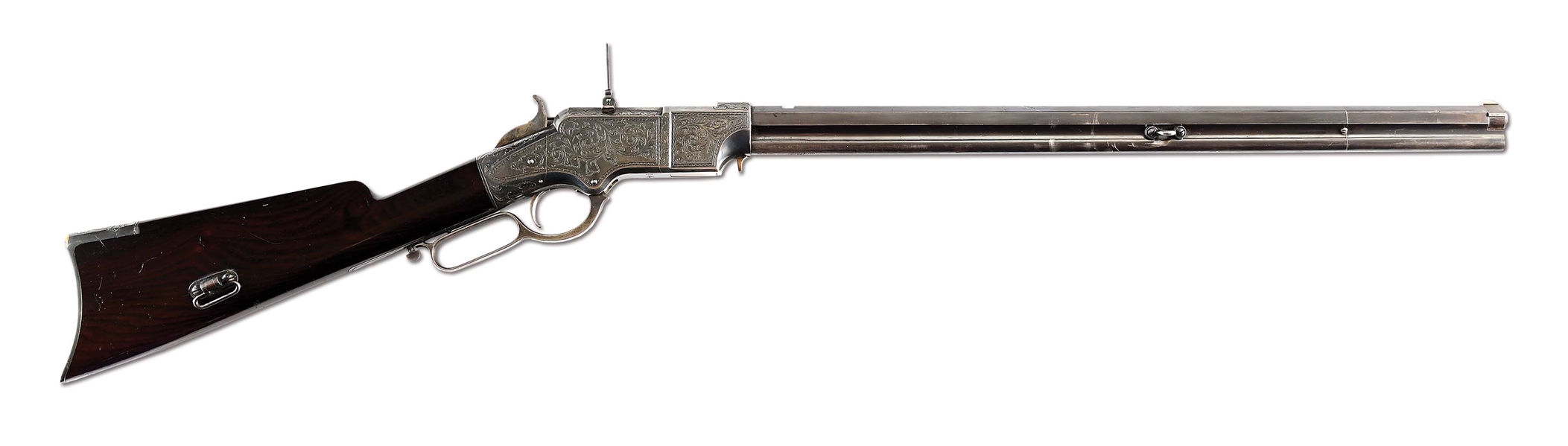 (A) MAGNIFICENT 1860 HENRY FACTORY ENGRAVED & SILVER PLATED RIFLE (1862).