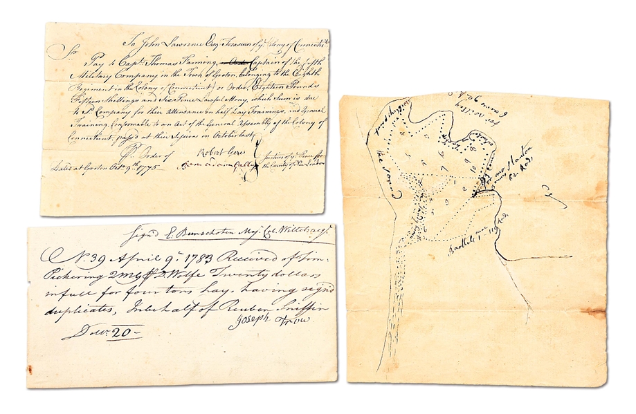 CONNECTICUT AND NEW YORK REVOLUTIONARY WAR DOCUMENTS, MAP.