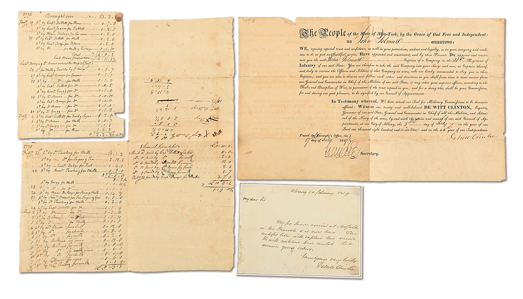 LOT OF 3: REVOLUTIONARY WAR-FEDERAL PERIOD DOCUMENTS RELATED TO NEW YORK INCLUDING DEWITT CLINTON SIGNATURES.
