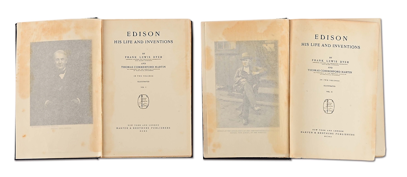 EDISON: HIS LIFE AND INVENTIONS SIGNED BY THOMAS EDISON, EX-LATTIMER.