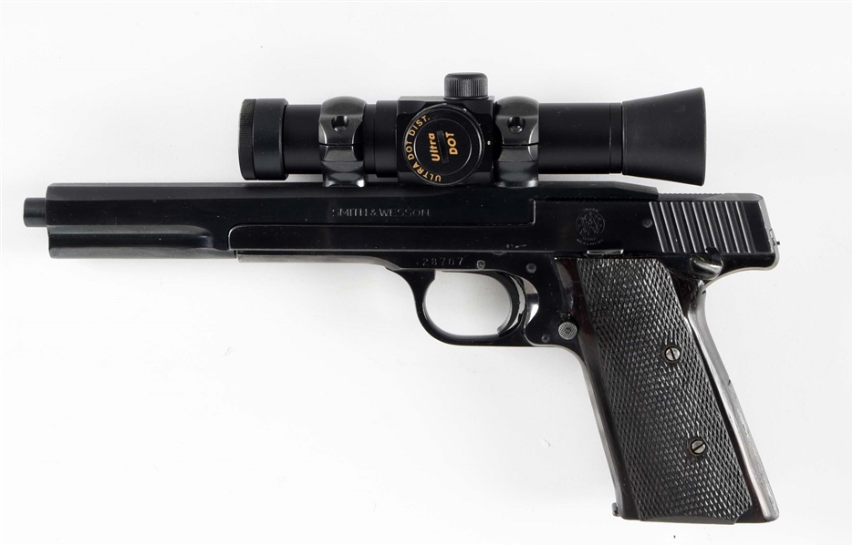 (C) SMITH & WESSON MODEL 41 SEMI AUTOMATIC PISTOL WITH RED DOT SIGHT.