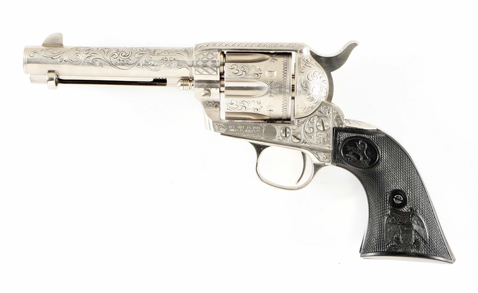 VERY ATTRACTIVE ENGRAVED PROP SINGLE ACTION ARMY REVOLVER.