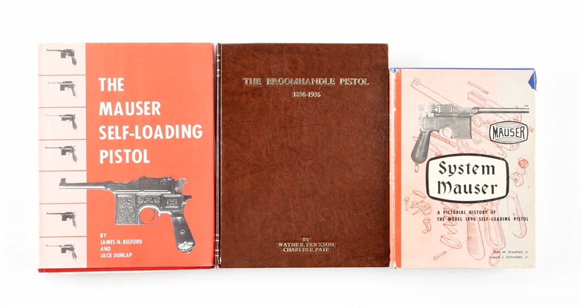 LOT OF 3: MAUSER C96 BROOMHANDLE REFERENCE BOOKS.