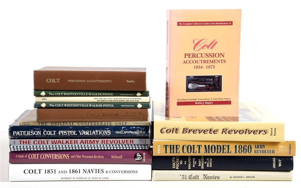 LOT OF 15: LIBRARY OF COLT BLACK POWDER REVOLVER REFERENCE BOOKS.