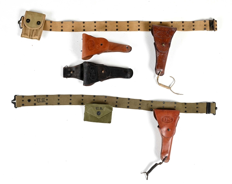 LOT OF 4: 1911 HOLSTERS, 2 WITH BELTS.