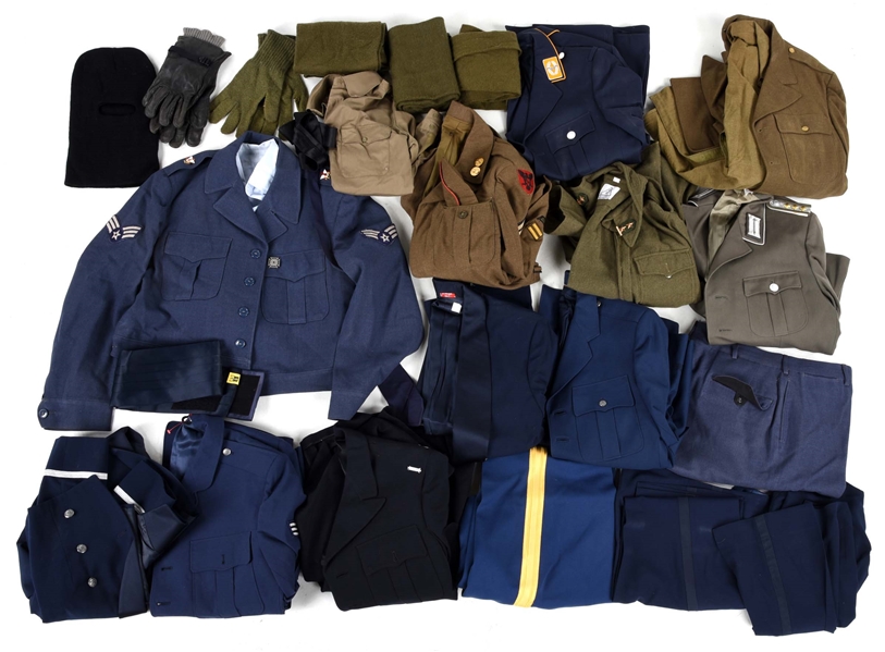 LARGE LOT OF WWII-POST WWII UNIFORMS.