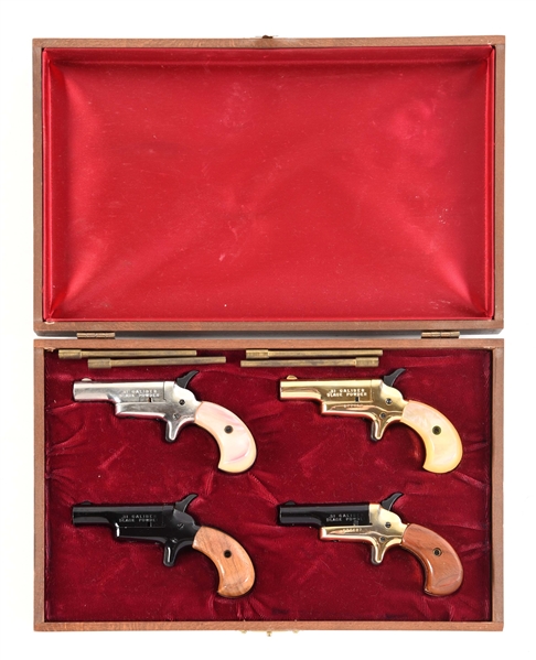 (A) CASE SET OF 4 BUTLER PERCUSSION MUZZLELOADING DERINGER PISTOL.