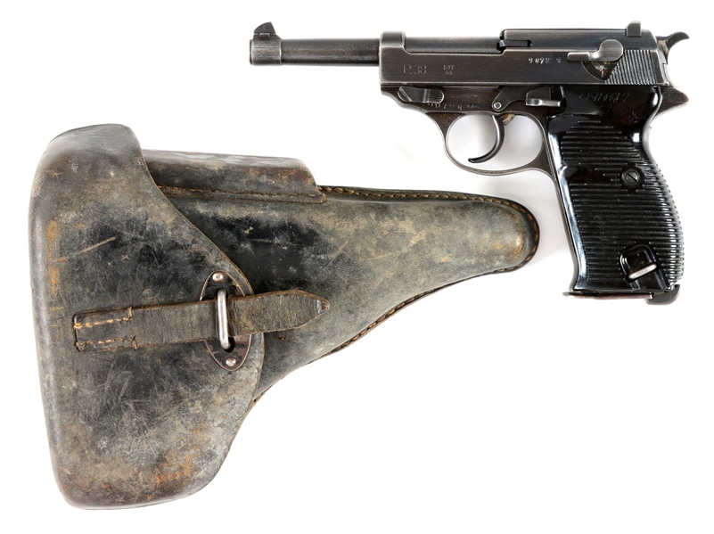 (C) MAUSER "BYF 44" CODE P.38 SEMI AUTOMATIC PISTOL WITH HOLSTER.