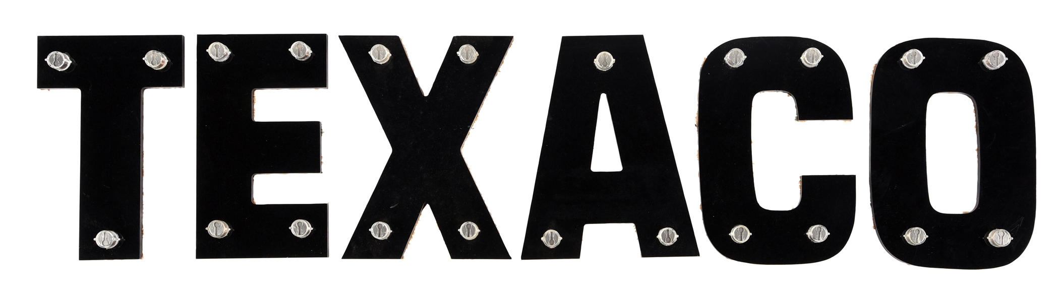 BLACK PLASTIC TEXACO LETTERS IN ORIGINAL BOX.