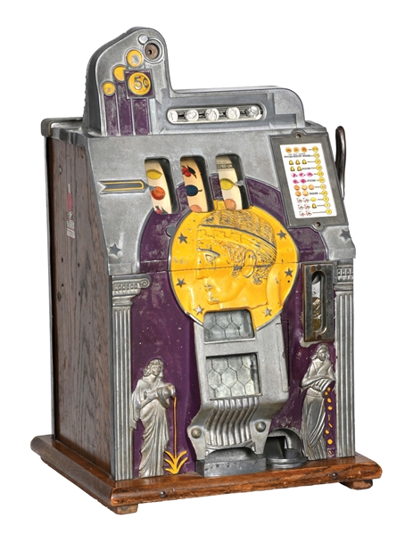 5¢ MILLS ROMAN HEAD SLOT MACHINE.