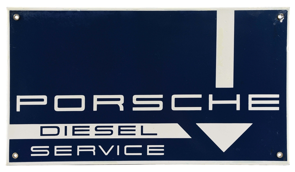 PORSCHE DIESEL SERVICE PORCELAIN SIGN W/ ARROW GRAPHIC.