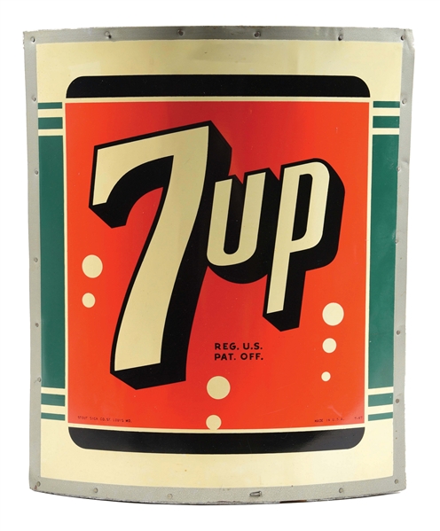 7UP CORNER SIGN W/ WOOD FRAME.