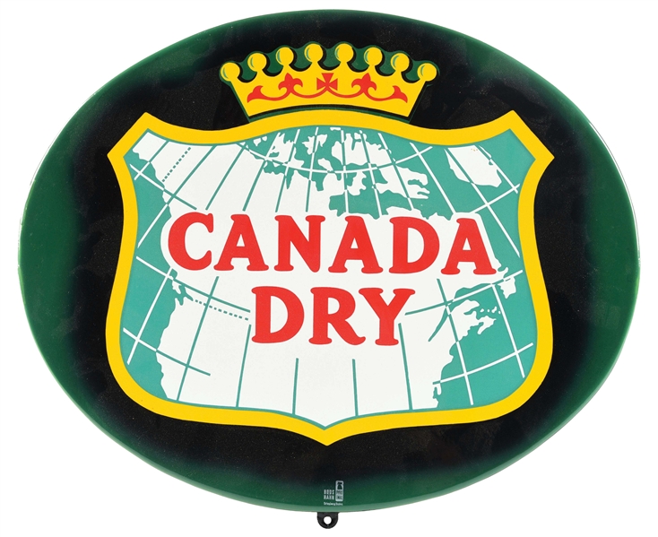 CANADA DRY FOREIGN PORCELAIN SIGN W/ SHIELD GRAPHIC.