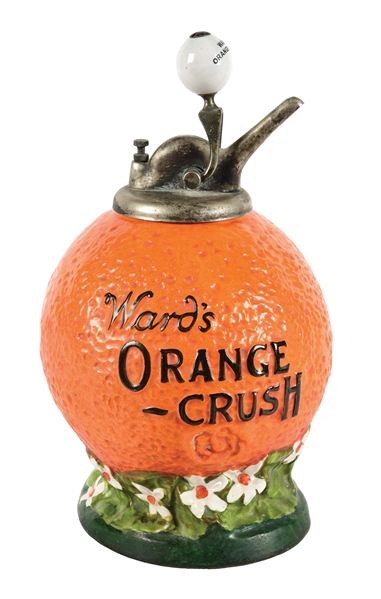 WARDS ORANGE CRUSH CERAMIC FOUNTAIN DISPENSER.