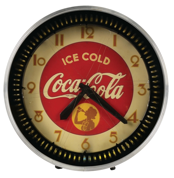 COCA-COLA SYNCHRON NEON SPINNER CLOCK.