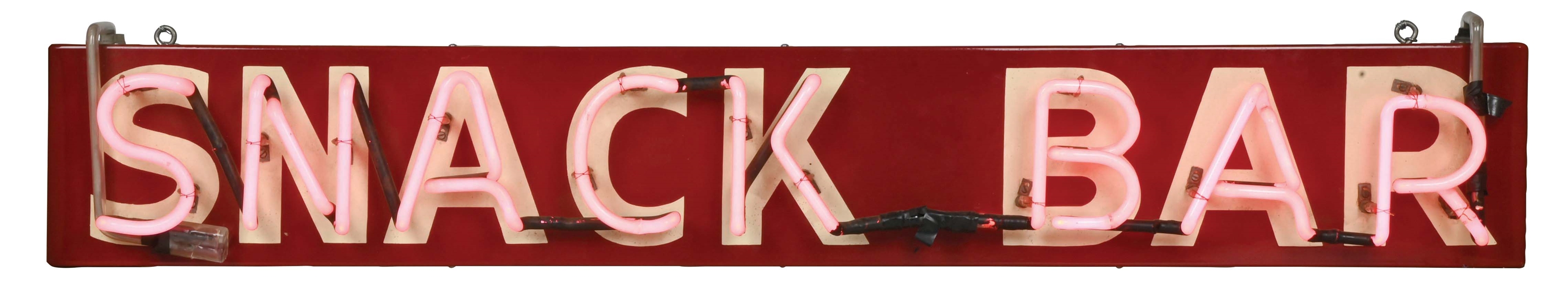 SNACK BAR PORCELAIN NEON SIGN.