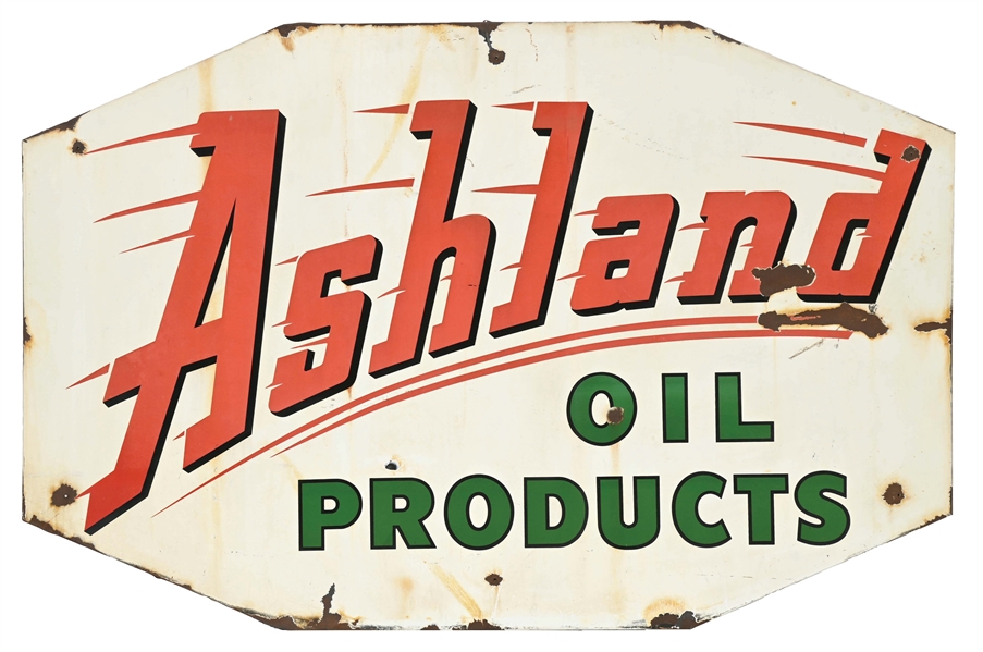 ASHLAND OIL PRODUCTS PORCELAIN SERVICE STATION IDENTIFICATION SIGN.