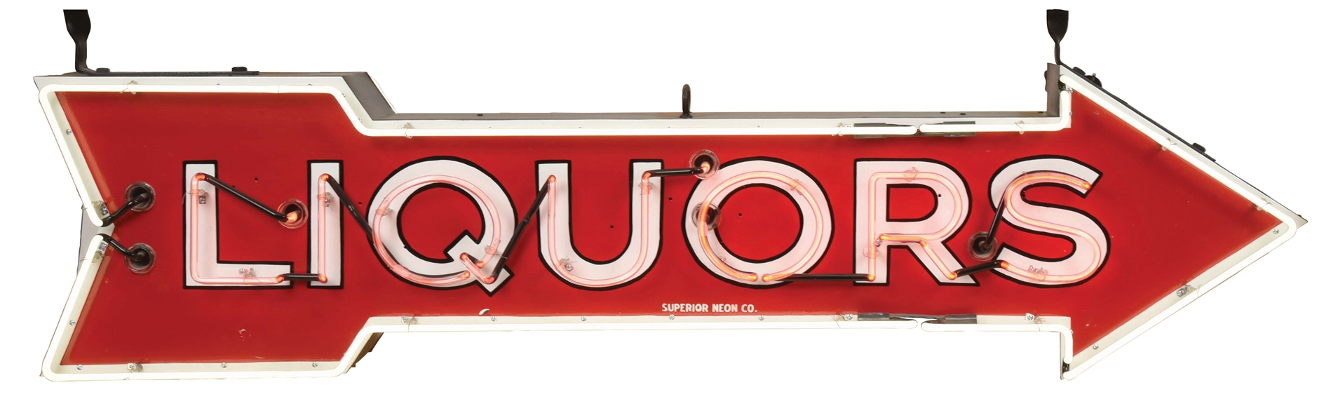 VERY NICE DISPLAYING "LIQUORS" STORE NEON ARROW SIGN.