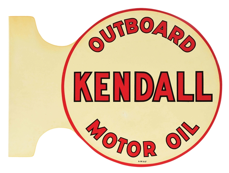 TIN "KENDALL MOTOR OIL" FLANGE SIGN.