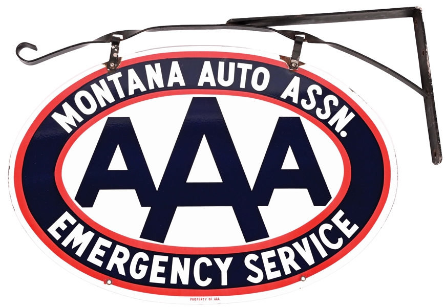 PORCELAIN MONTANA AUTO ASSN. AAA SIGN W/ ORIGINAL GRAPHIC.