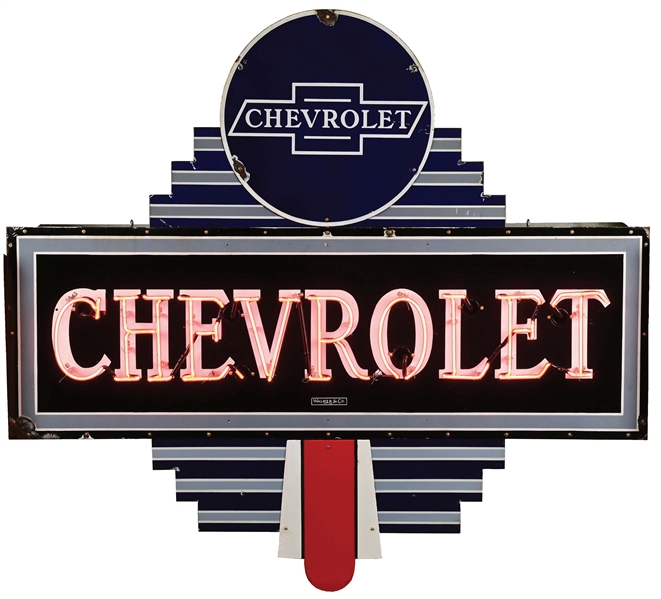 PORCELAIN CHEVROLET NEON SIGN.