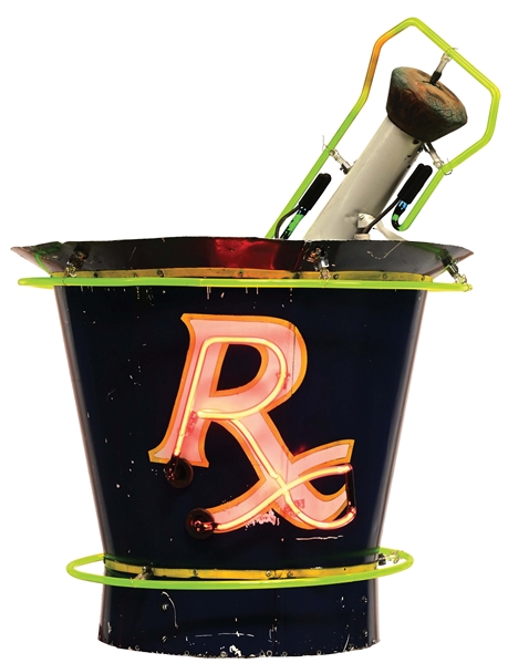 ROTATING "RX" NEON SIGN.