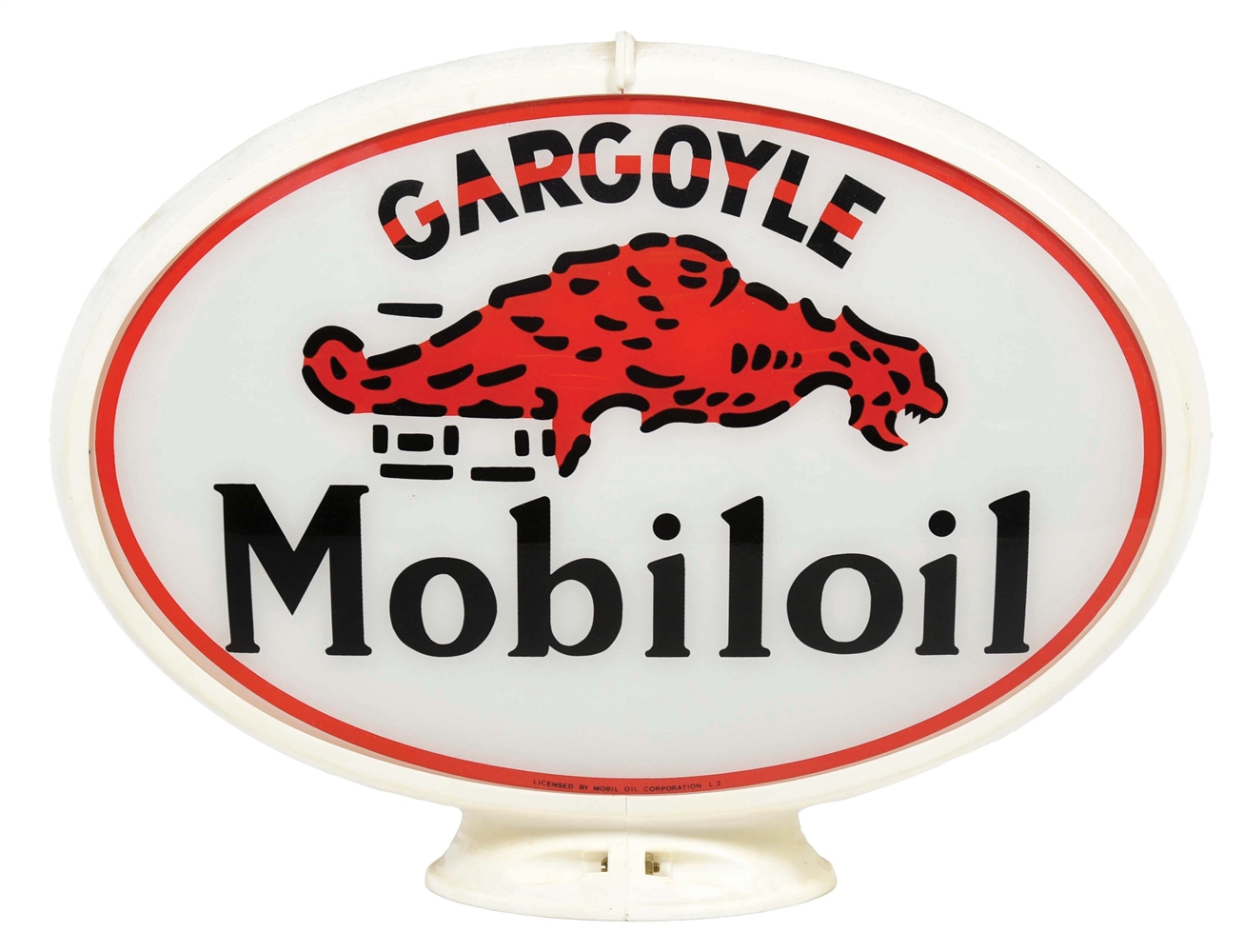 GARGOYLE MOBILOIL GLOBE ON PLASTIC BODY.