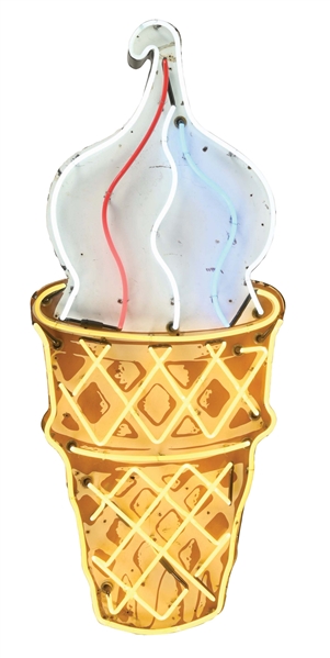 PORCELAIN ICE CREAM CONE NEON SIGN.