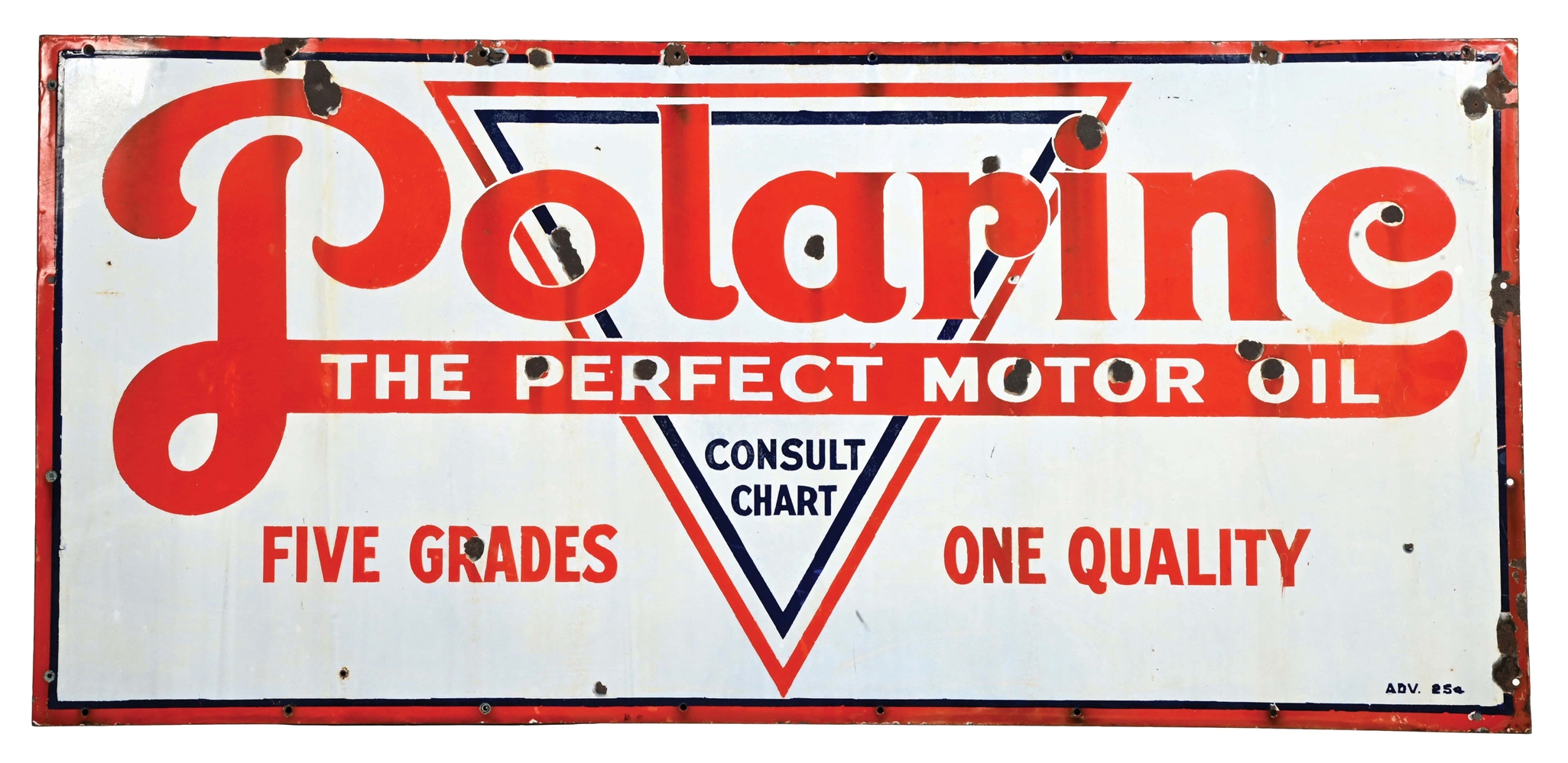 POLARINE "THE PERFECT MOTOR OIL" PORCELAIN SIGN.