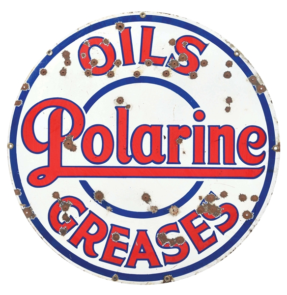 POCELAIN POLARINE OILS & GREASES SIGN.