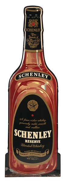 DIECUT "SCHENLEY" WHISKEY BOTTLE SIGN.