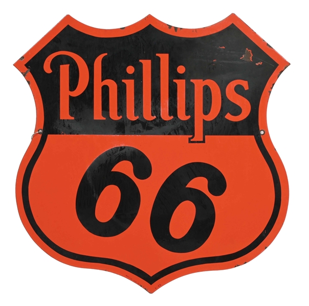 PHILLIPS 66 PORCELAIN SHIELD SIGN.