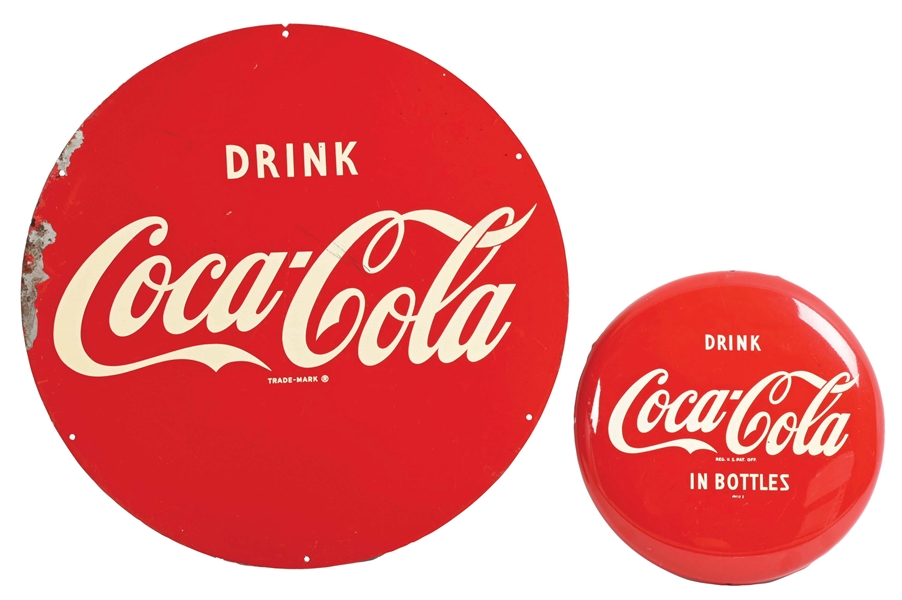 COLLECTION OF 2 TIN COCA-COLA SIGNS.