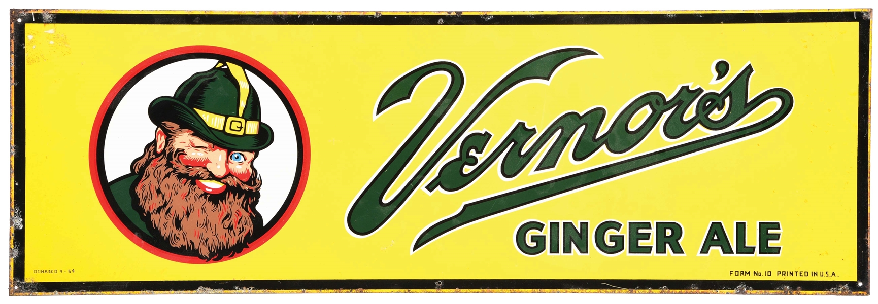 VERNORS GINGER ALE TIN SIGN W/ GNOME GRAPHIC.