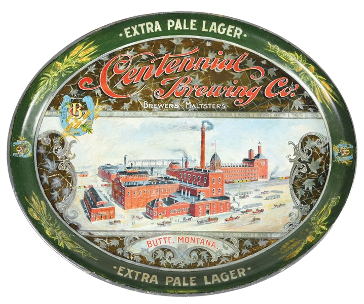 CENTENNIAL BREWING CO. TIN LITHOGRAPHED TRAY.