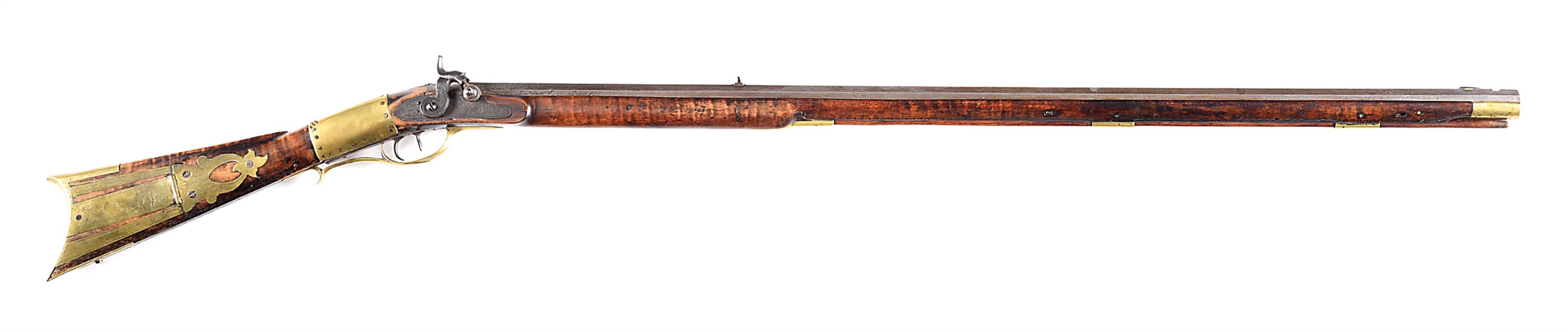 (A) PERCUSSION KENTUCKY RIFLE STAMPED A.S. JOY.