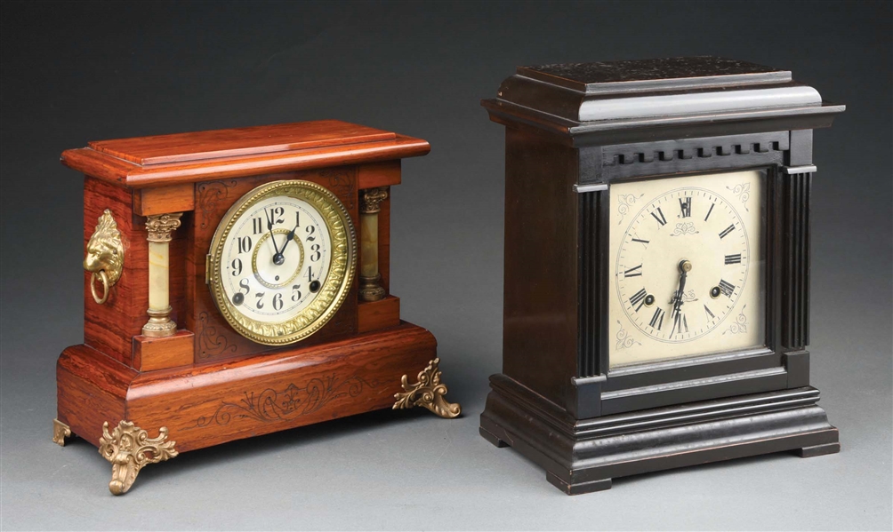 A PAIR OF MANTLE CLOCKS, SETH THOMAS ADAMANTINE & ANSONIA