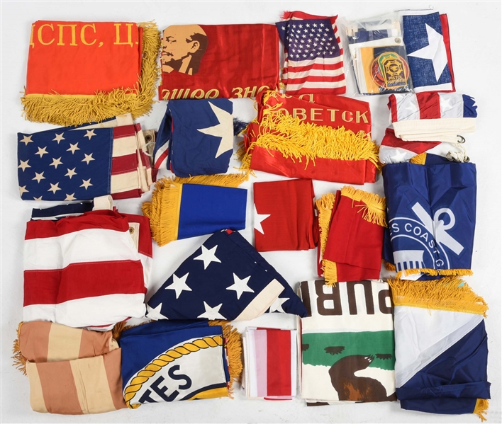 LARGE LOT OF COLD WAR ERA FLAGS.