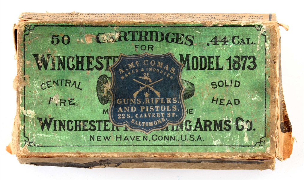 RETAILER MARKED PARTIAL BOX OF WINCHESTER .44-40 AMMUNITION.
