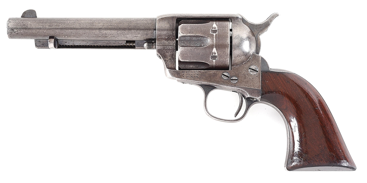 (A) COLT ETCHED PANEL FRONTIER SIX SHOOTER SINGLE ACTION REVOLVER WITH FACTORY LETTER.