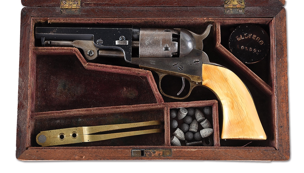 (A) CASED COLT 1849 POCKET PERCUSSION REVOLVER.