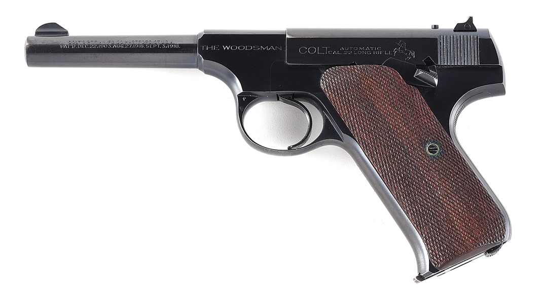 (C) PRE-WAR COLT WOODSMAN SPORT MODEL SEMI AUTOMATIC PISTOL WITH BOX.