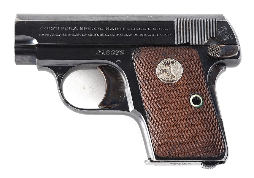 (C) COLT MODEL 1908 VEST POCKET SEMI AUTOMATIC PISTOL.