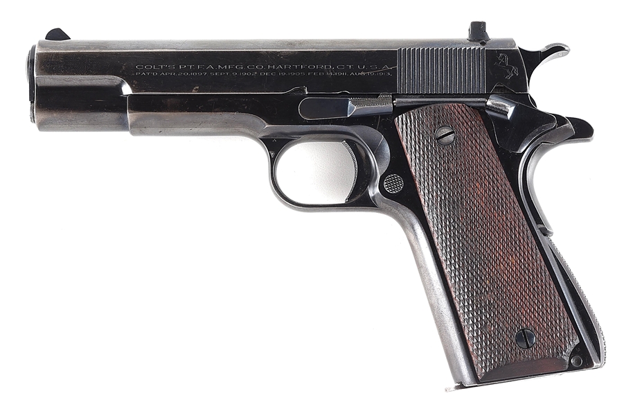 (C) COLT ACE .22 LR SEMI AUTOMATIC PISTOL (1937).