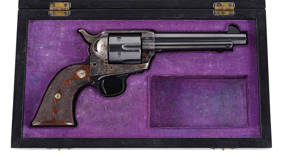 (C) COLT SINGLE ACTION ARMY REVOLVER WITH DESIRABLE FLEUR-DE-LIS GRIPS.