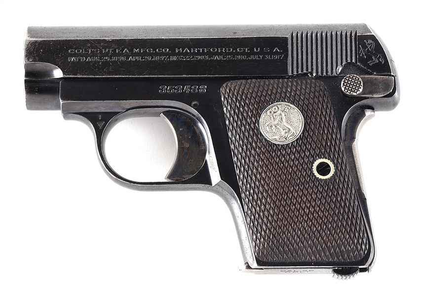 (C) COLT MODEL 1908 VEST POCKET SEMI AUTOMATIC PISTOL.