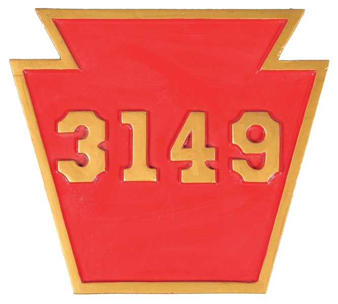 PRR STEAM LOCOMOTIVE KEYSTONE NUMBER PLATE 3149.