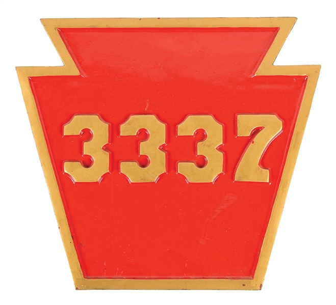 PRR STEAM LOCOMOTIVE KEYSTONE NUMBER PLATE 3337.